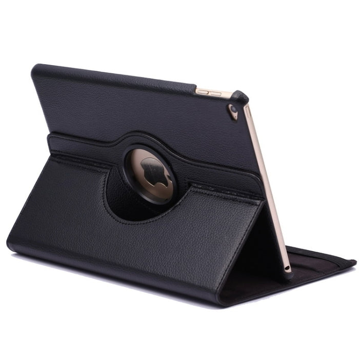 Funda de cuero con tapa y textura de lichi con rotación de 360 grados y soporte de 2 engranajes para iPad Air 2