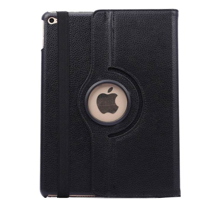 Funda de cuero con tapa y textura de lichi con rotación de 360 grados y soporte de 2 engranajes para iPad Air 2