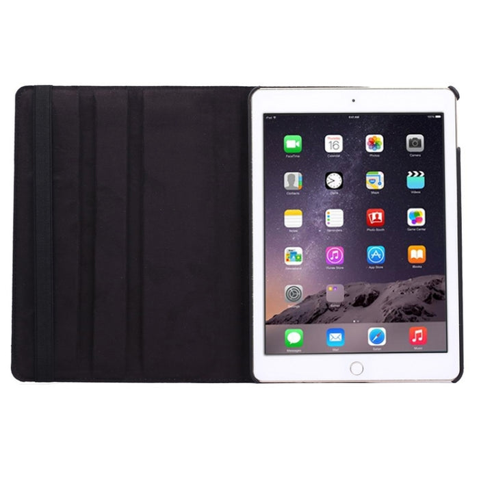 Funda de cuero con tapa y textura de lichi con rotación de 360 grados y soporte de 2 engranajes para iPad Air 2