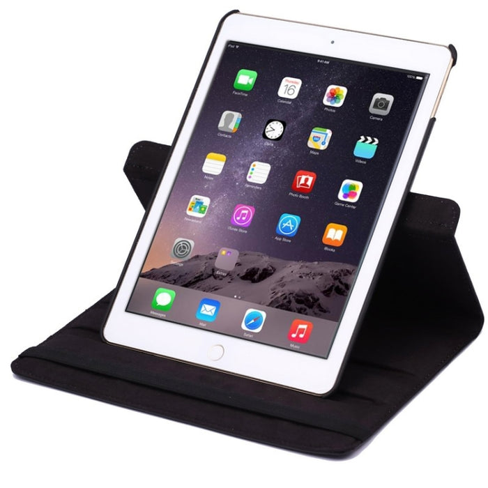 Funda de cuero con tapa y textura de lichi con rotación de 360 grados y soporte de 2 engranajes para iPad Air 2