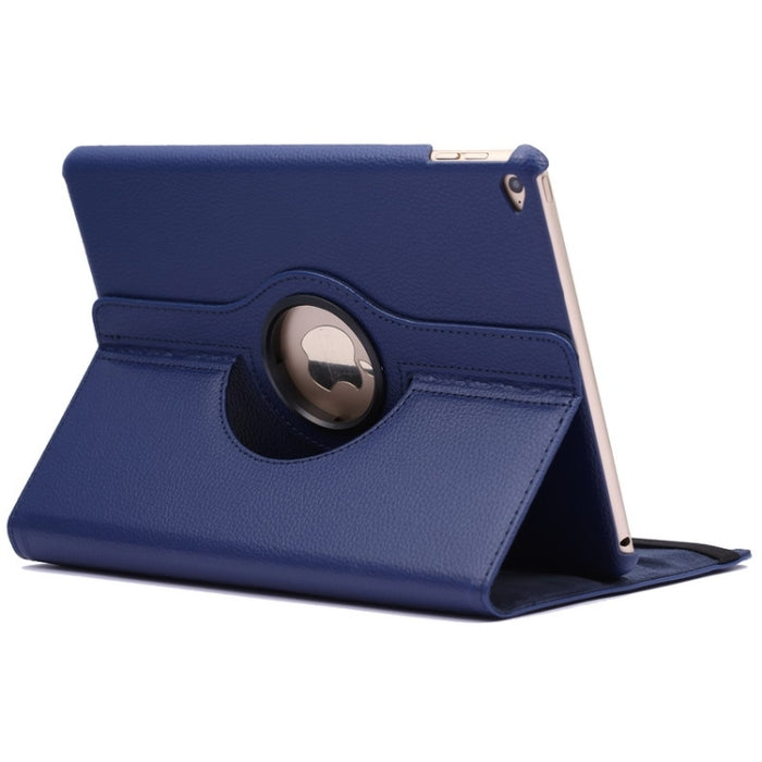 Funda de cuero con tapa y textura de lichi con rotación de 360 grados y soporte de 2 engranajes para iPad Air 2