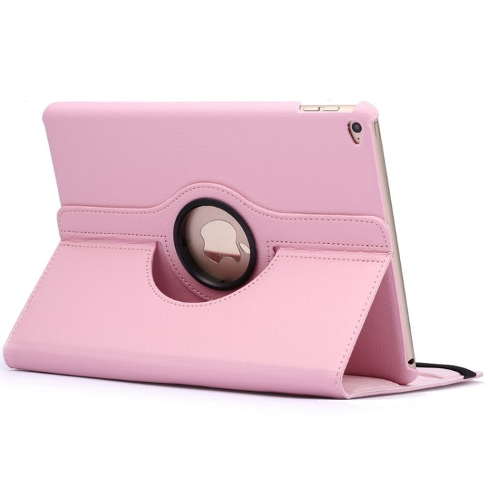 Funda de cuero con tapa y textura de lichi con rotación de 360 grados y soporte de 2 engranajes para iPad Air 2
