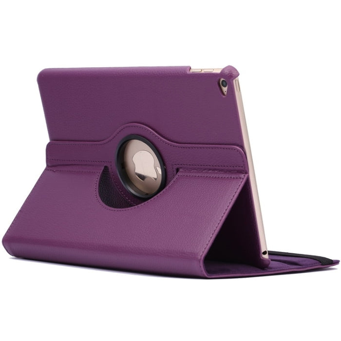 Funda de cuero con tapa y textura de lichi con rotación de 360 grados y soporte de 2 engranajes para iPad Air 2