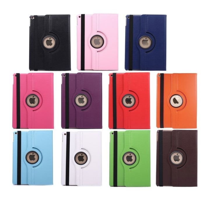 Funda de cuero con tapa y textura de lichi con rotación de 360 grados y soporte de 2 engranajes para iPad Air 2