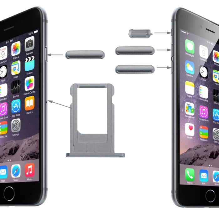 Bandeja para tarjetas, tecla de control de volumen, tecla de bloqueo de pantalla y kit de tecla vibradora con interruptor de silencio para iPhone 6, For 6, For iPhone 6 (Kit), For iPhone 6(Pink), For iPhone 6