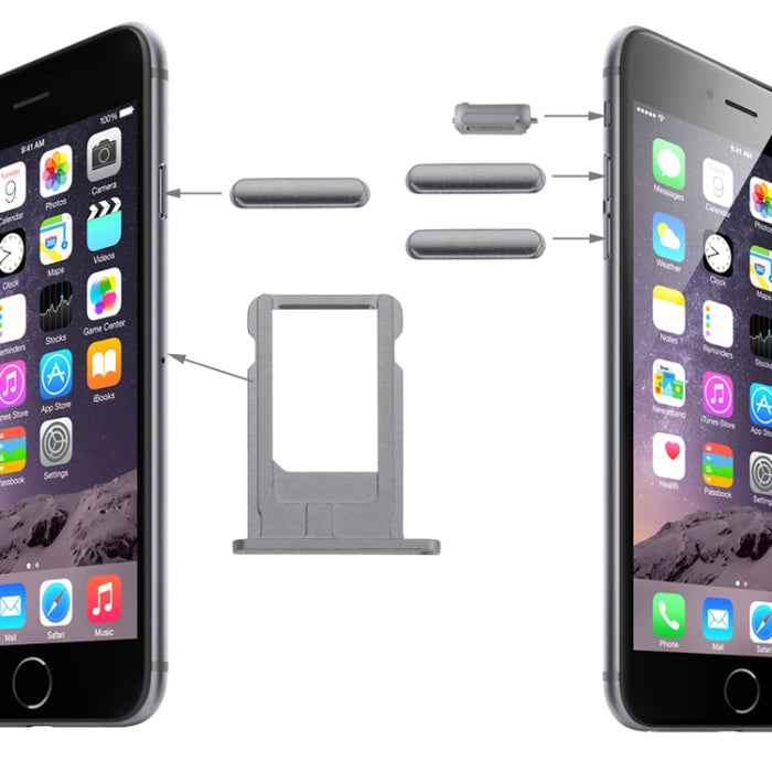 Bandeja para tarjetas, tecla de control de volumen, tecla de bloqueo de pantalla y kit de tecla vibradora con interruptor de silencio para iPhone 6, For 6, For iPhone 6 (Kit), For iPhone 6(Pink), For iPhone 6