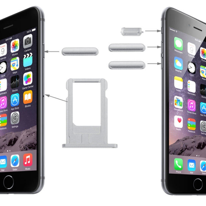 Bandeja para tarjetas, tecla de control de volumen, tecla de bloqueo de pantalla y kit de tecla vibradora con interruptor de silencio para iPhone 6, For 6, For iPhone 6 (Kit), For iPhone 6(Pink), For iPhone 6