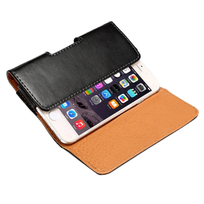 Riñonera con textura de piel de cordero estilo horizontal con férula trasera para iPhone 6 / Galaxy S4 / S3