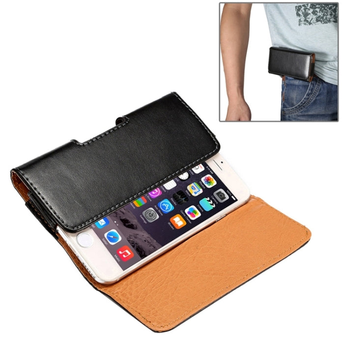 Riñonera con textura de piel de cordero estilo horizontal con férula trasera para iPhone 6 / Galaxy S4 / S3
