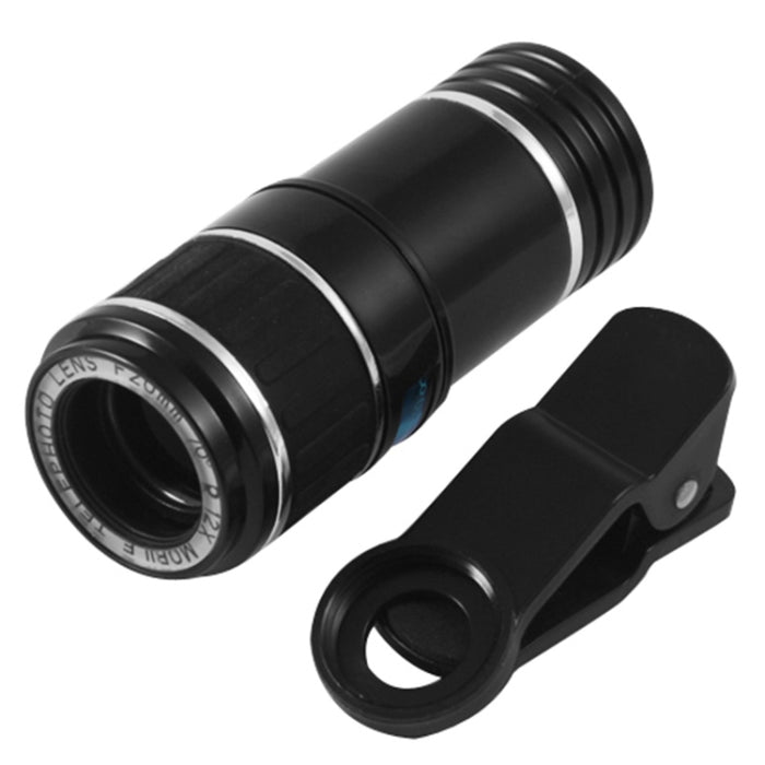 Lente de telescopio con zoom óptico universal con zoom 12X y clip
