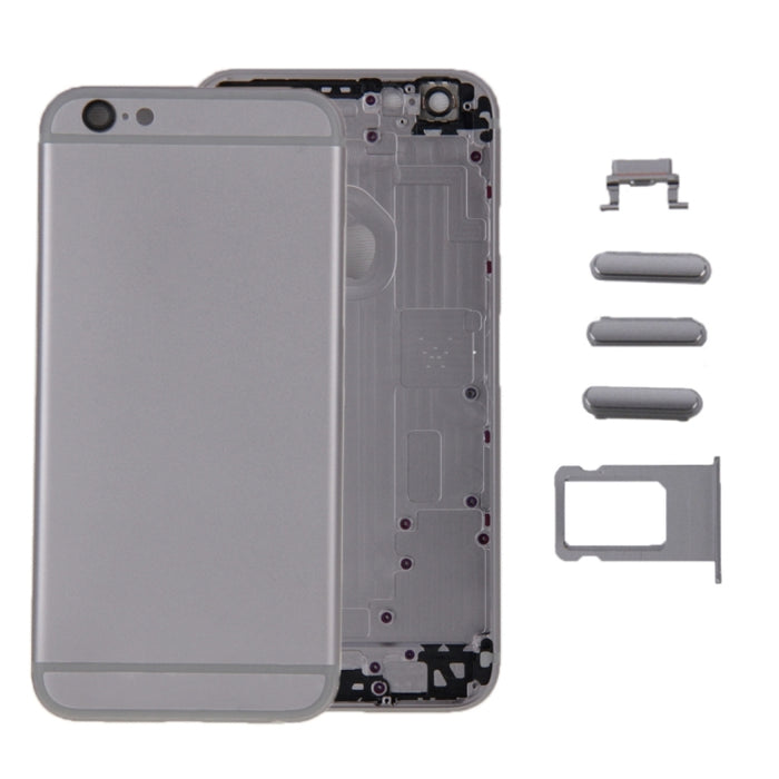 6 en 1 para iPhone 6 (Cubierta trasera + Bandeja para tarjetas + Tecla de control de volumen + Botón de encendido + Tecla vibradora con interruptor de silencio + Letrero) Cubierta de carcasa de ensamblaje completo, For iPhone 6 (6 in 1)
