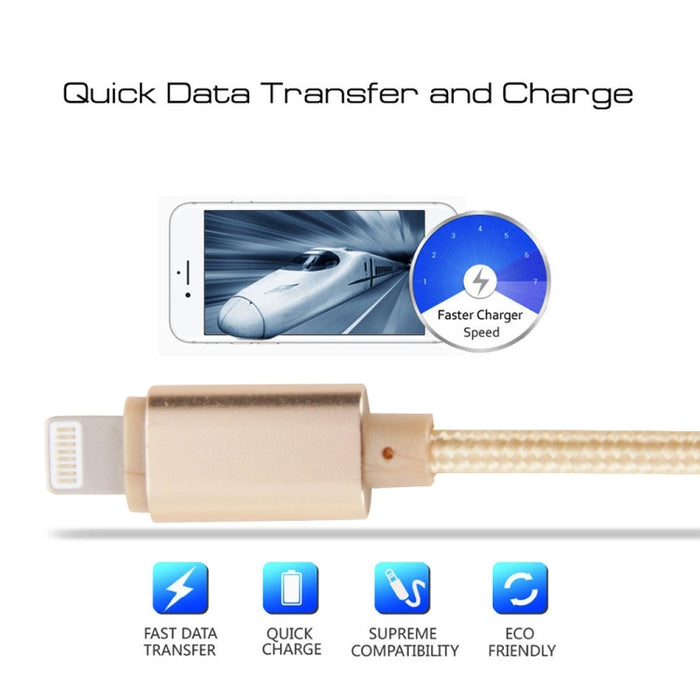 Pin tejido de la cabeza 8 del metal del estilo del 1m al cable de carga de la sincronización de datos USB para el iPhone, iPad