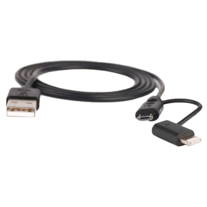1m MFI 2 en 1 8 pines + Micro USB 2.0 macho a cable de carga de sincronización de datos USB