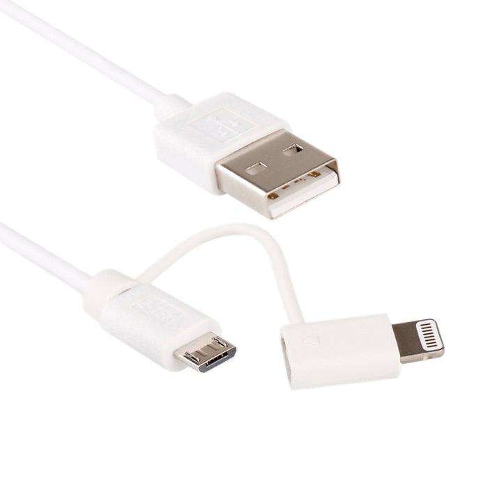 1m MFI 2 en 1 8 pines + Micro USB 2.0 macho a cable de carga de sincronización de datos USB