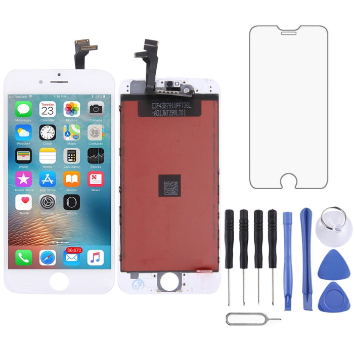 Pantalla LCD y digitalizador de montaje completo con marco para iPhone 6, 3 in 1 for i6 White, For iPhone 6(TFT)