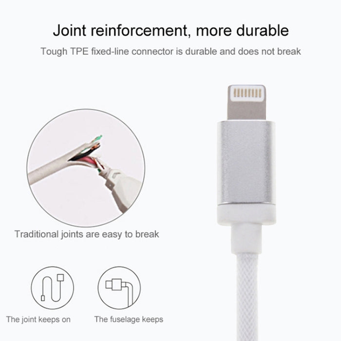 Cable de carga/datos USB con cabezal metálico de 8 pines a estilo neto, longitud del cable: 1 m
