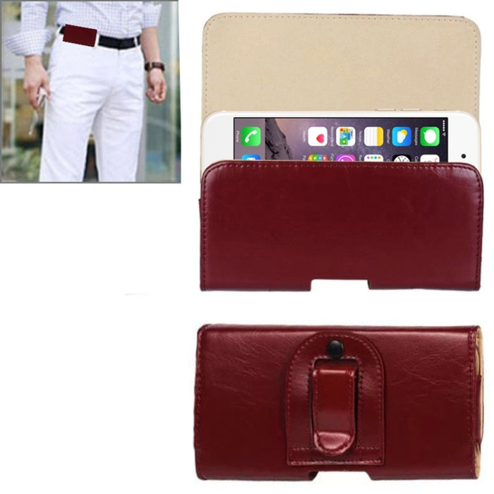 Riñonera de cuero estilo horizontal con textura Crazy Horse para iPhone 6 Plus / Galaxy Note 4 / Note 3 / Note 2 / A5 y A3