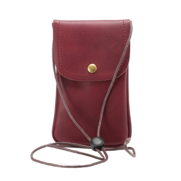 Funda de cuero vertical universal de PU / Bolsa de cuero para teléfono con cordón