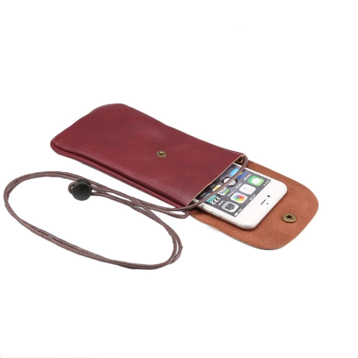 Funda de cuero vertical universal de PU / Bolsa de cuero para teléfono con cordón