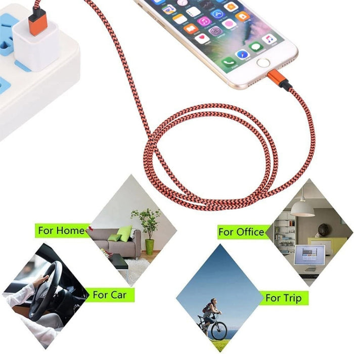 Cable de carga/datos de sincronización de 8 pines a USB estilo tejido de 2 m