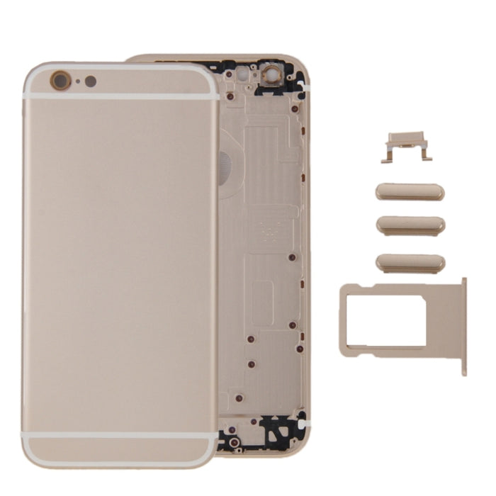 6 en 1 para iPhone 6 Plus (Cubierta trasera + Bandeja para tarjetas + Tecla de control de volumen + Botón de encendido + Tecla vibradora con interruptor de silencio + Letrero) Cubierta de carcasa de ensamblaje completo, For 6 Plus                      ...