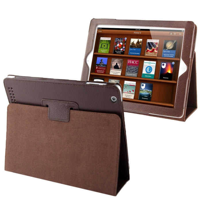 Cuero plegable con textura Litchi de alta calidad con función de reposo/activación y soporte para iPad 2/iPad 3/iPad 4