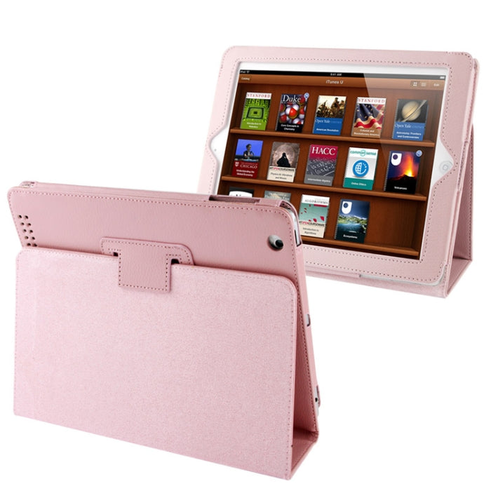 Cuero plegable con textura Litchi de alta calidad con función de reposo/activación y soporte para iPad 2/iPad 3/iPad 4