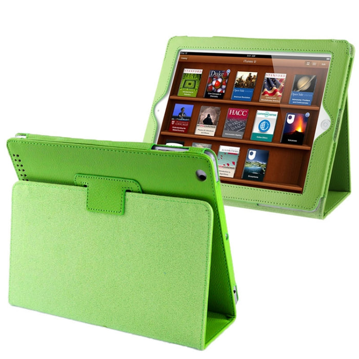 Cuero plegable con textura Litchi de alta calidad con función de reposo/activación y soporte para iPad 2/iPad 3/iPad 4