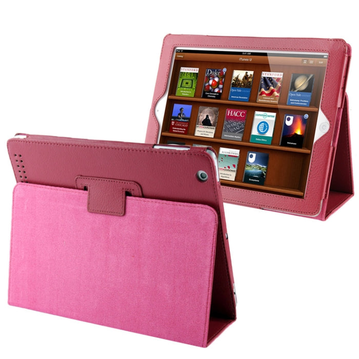 Cuero plegable con textura Litchi de alta calidad con función de reposo/activación y soporte para iPad 2/iPad 3/iPad 4