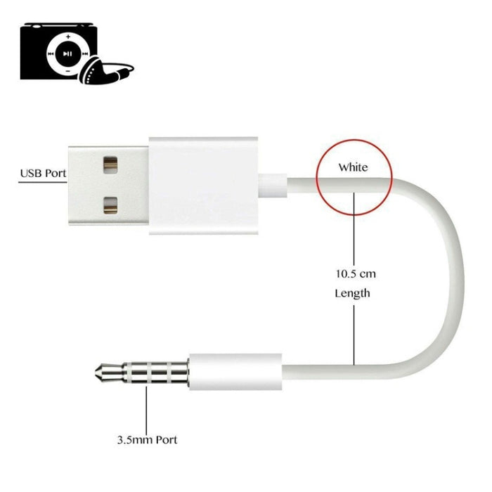 JW-SM1 Cable de carga y sincronización de datos USB a conector de 3,5 mm para iPod shuffle de 1.ª, 2.ª, 3.ª, 4.ª, 5.ª y 6.ª generación, longitud: 10 cm