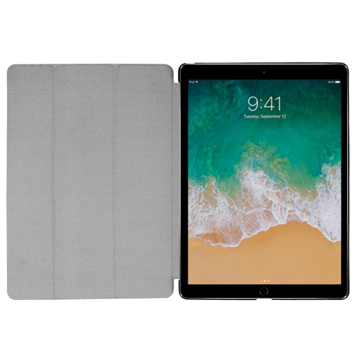 Funda de cuero inteligente con tapa horizontal Custer Texture con soporte plegable 3 y función de suspensión / activación para iPad Pro de 12,9 pulgadas 2017/2015