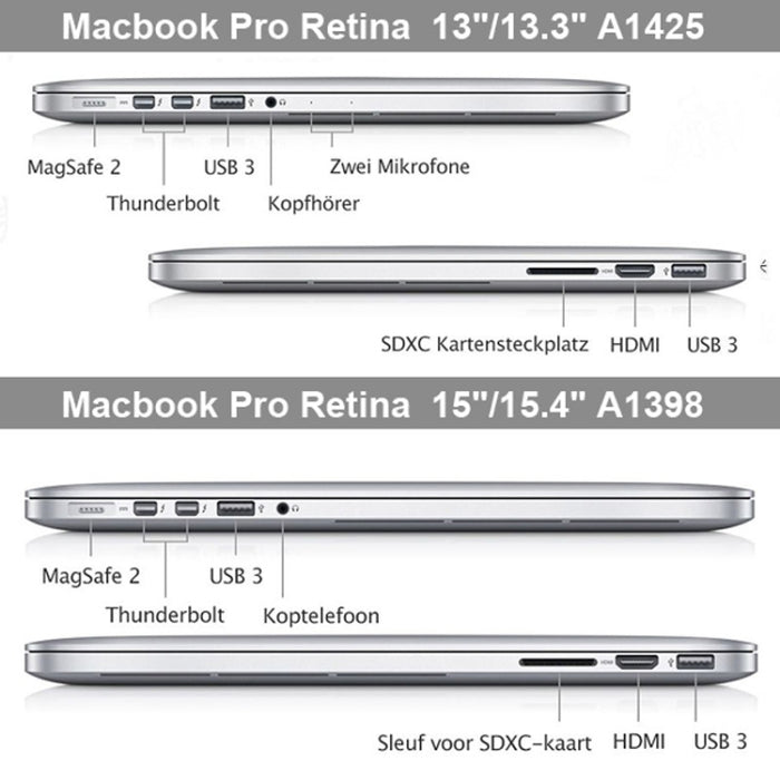 Funda protectora de cristal duro para Macbook Pro Retina de 15,4 pulgadas