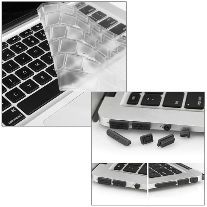 ENKAY para Macbook Air de 13,3 pulgadas (versión de EE. UU.) / A1369 / A1466 Hat-Prince 3 en 1 Estuche protector de plástico con carcasa dura de cristal con protector de teclado y tapón antipolvo para puerto