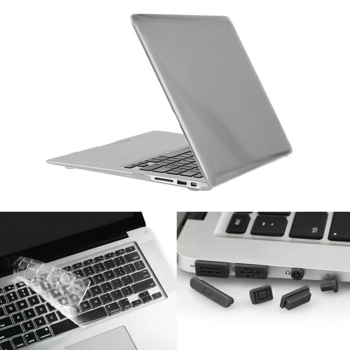 ENKAY para Macbook Air de 13,3 pulgadas (versión de EE. UU.) / A1369 / A1466 Hat-Prince 3 en 1 Estuche protector de plástico con carcasa dura de cristal con protector de teclado y tapón antipolvo para puerto