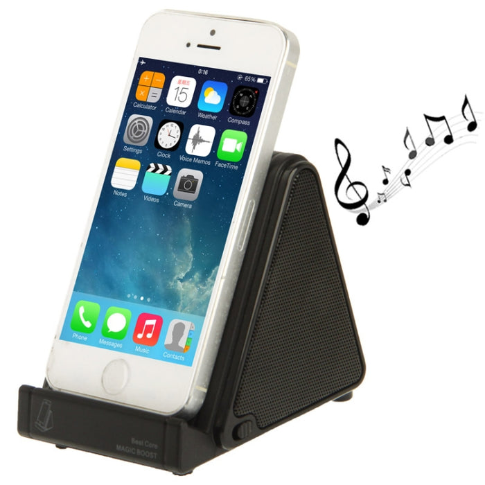 Soporte de altavoz de inducción amplificador de audio mágico inalámbrico para iPhone 5 y 5S y 5C / 4 y 4S (negro)