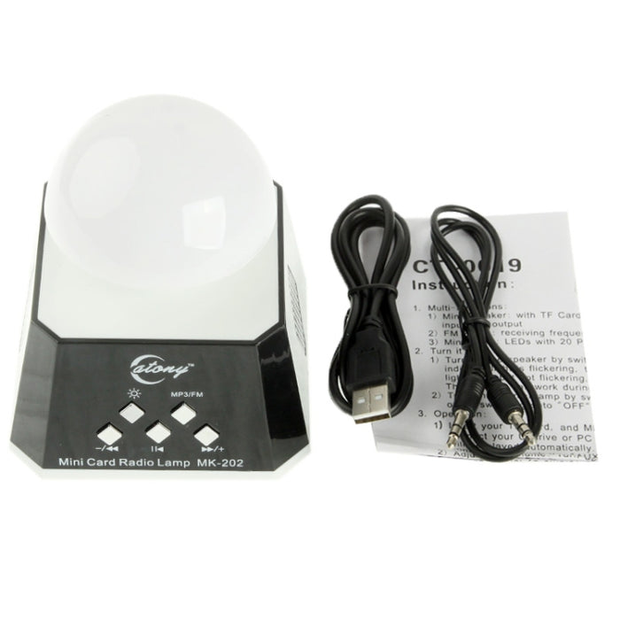 Altavoz multiluces CT-0019 con radio FM, compatible con tarjeta TF
