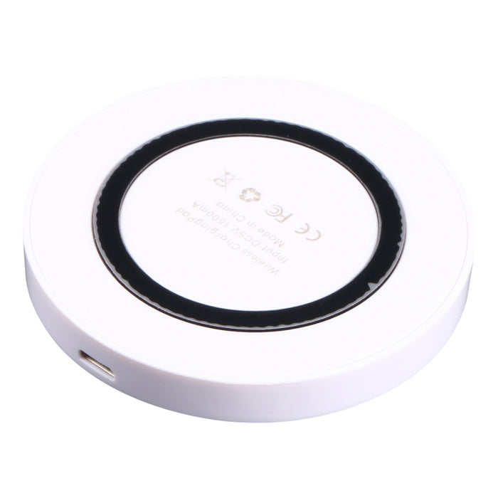 Almohadilla de carga inalámbrica redonda estándar QI universal (blanco + rojo)