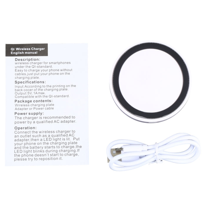 Almohadilla de carga inalámbrica redonda estándar QI universal (blanco + rojo)