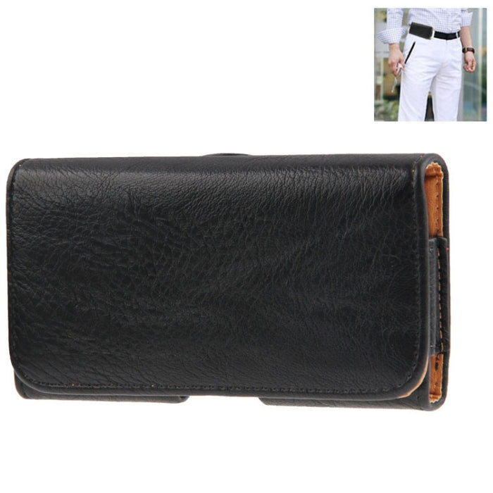 Funda de cuero estilo billetera con textura Litchi y clip para cinturón para iPhone X / 7/6, Galaxy S6 / S5 / S4 / S3 (negro)