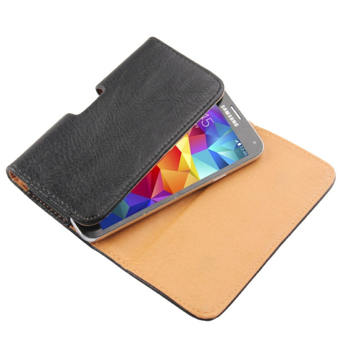 Funda de cuero estilo billetera con textura Litchi y clip para cinturón para iPhone X / 7/6, Galaxy S6 / S5 / S4 / S3 (negro)