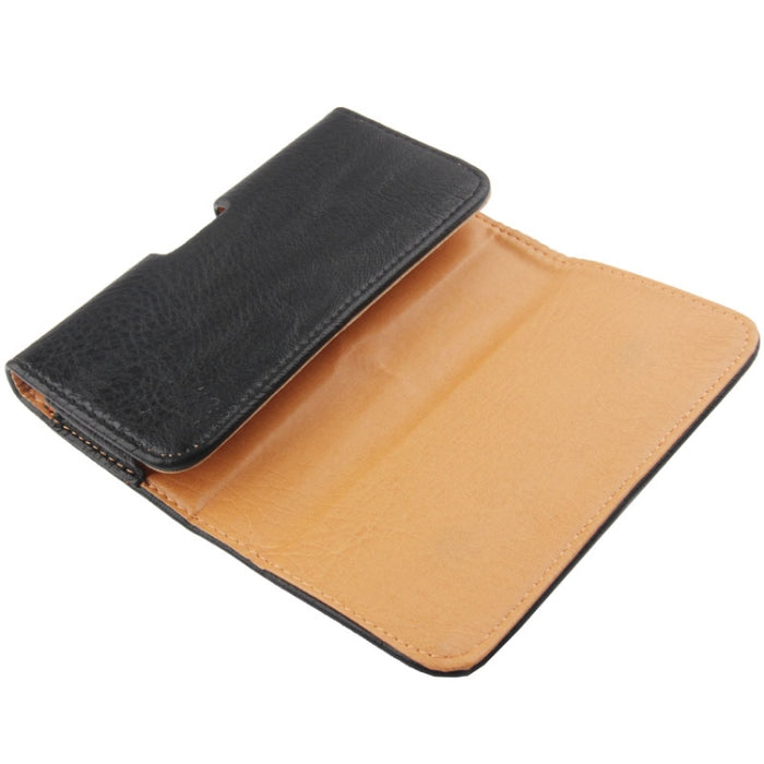 Funda de cuero estilo billetera con textura Litchi y clip para cinturón para iPhone X / 7/6, Galaxy S6 / S5 / S4 / S3 (negro)