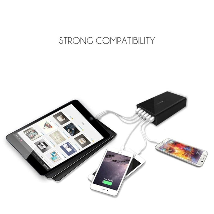VEDFUN TurboCube D620 Seis puertos Carga rápida 3.0 + Cargador USB con tecnología SDDC, enchufe UE/EE. UU./Reino Unido