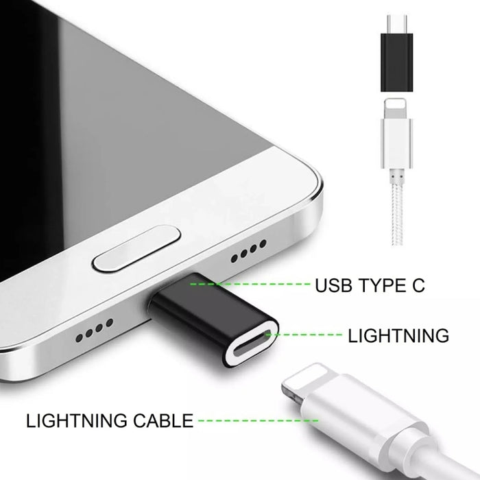 Adaptador de carcasa metálica de 8 pines hembra a USB-C/tipo-C macho