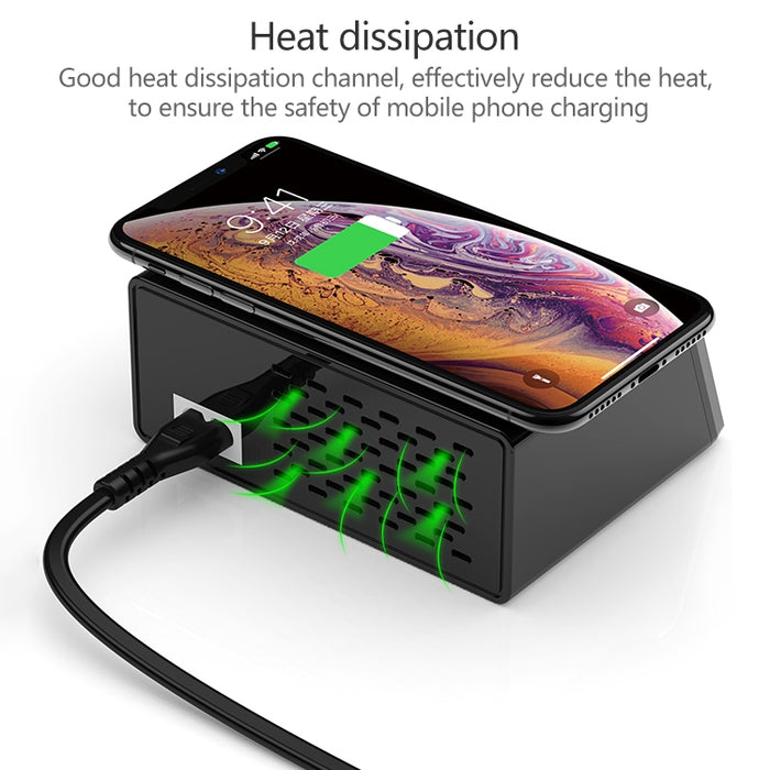 Interfaz USB X9 9 en 1 QC 3,0 + 6 puertos USB + puertos PD 65W + cargador multifunción de carga rápida inalámbrica QI con pantalla LED