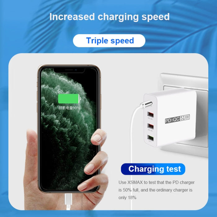 WLX-A6 Adaptador de corriente para cargador de viaje USB de carga rápida de 4 puertos, enchufe de EE. UU.