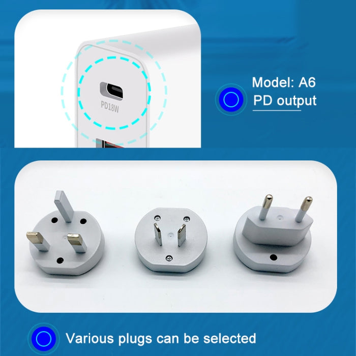 WLX-A6 Adaptador de corriente para cargador de viaje USB de carga rápida de 4 puertos, enchufe de EE. UU.