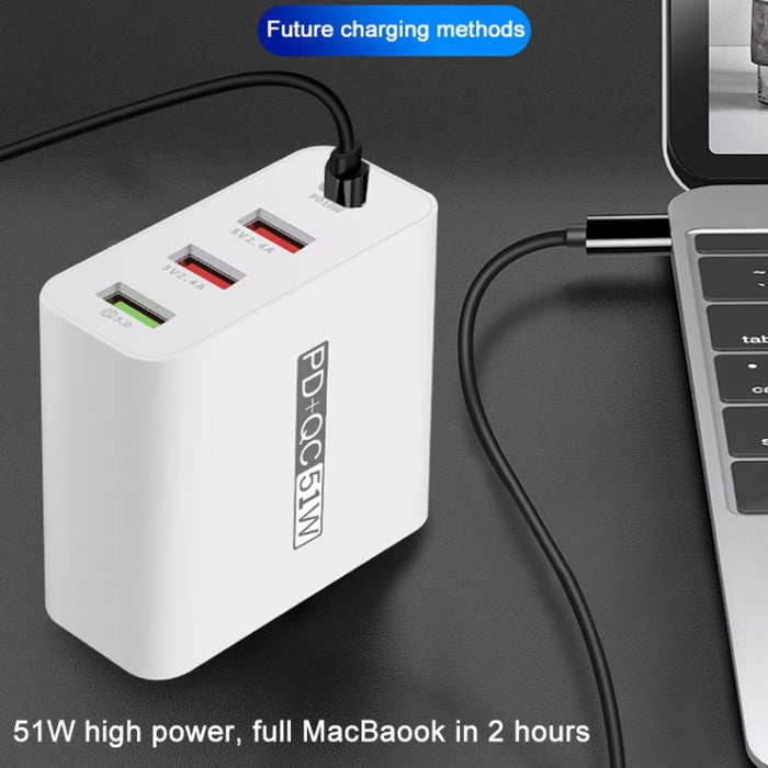 WLX-A6 Adaptador de corriente de cargador de viaje USB de carga rápida de 4 puertos, enchufe AU