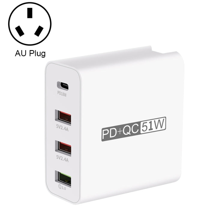 WLX-A6 Adaptador de corriente de cargador de viaje USB de carga rápida de 4 puertos, enchufe AU
