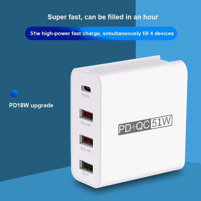 WLX-A6 Adaptador de corriente de cargador de viaje USB de carga rápida de 4 puertos, enchufe AU