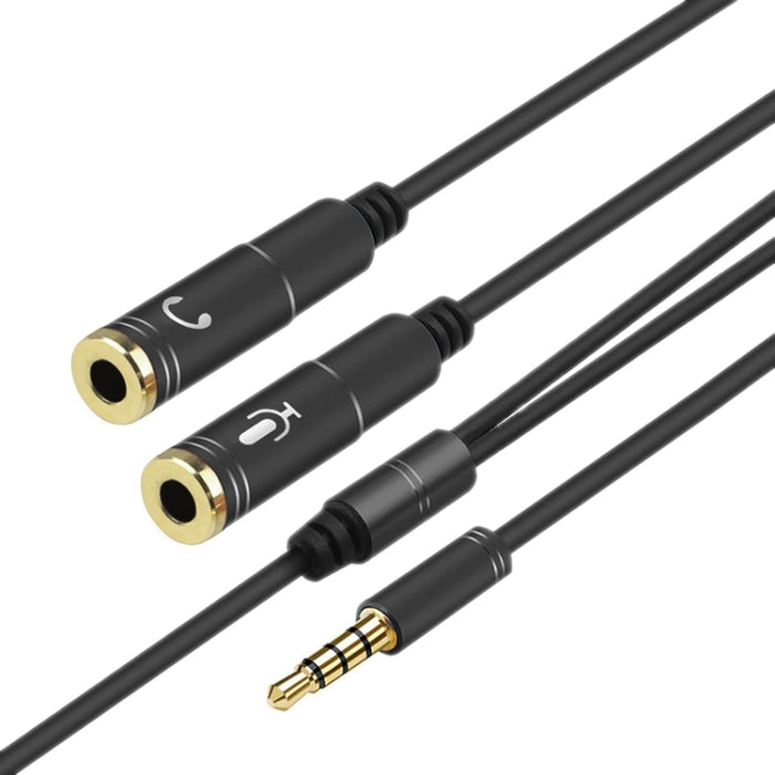 Divisor de cable de audio de alta elasticidad TPE 2 en 1 macho de 3,5 mm a doble hembra de 3,5 mm, longitud del cable: 32 cm